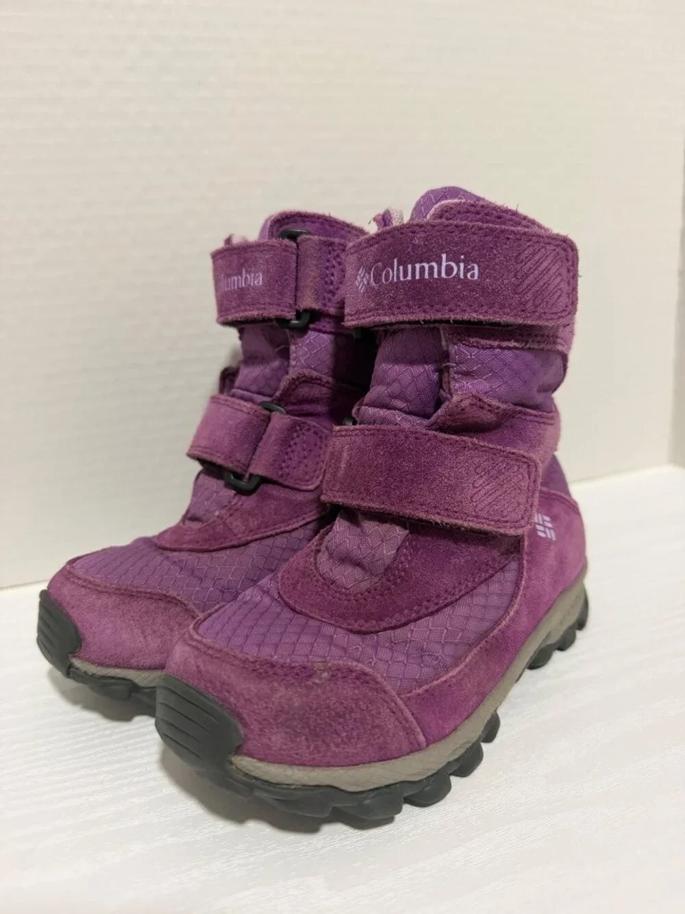 Youth Girls Columbia Parkers Peak Purple Snow Winter Boots Velcro Size 10